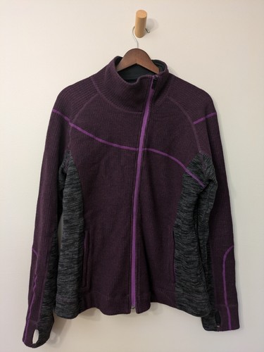 Title Nine lila grau Wollmischung asymmetrischer Reißverschluss Jacke Outdoor Wandern Large - Bild 5 von 12