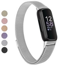 Vanjua for Fitbit Inspire 3 Bands Women Men, Stainless Steel Metal Mesh Loop Adj