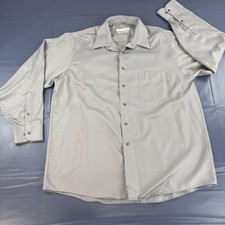 Geoffrey Beene Shirt Mens 17.5 34/35 Gray Wrinkle Free Long Sleeve Dress Shirt