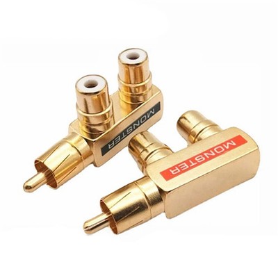 2-PACK RCA Gold-Plated 1-Male/2-Female Slim Line Signal Splitter Adapter