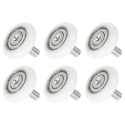 uxcell 6 PCS Drawer Rollers 25mm x 7mm Wheel 4mm Step, Nylon 4mm, White 
