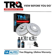 TRQ Front Brake Pad & Rotor Kit Semi-Metallic G-Coated Front Fits Mitsubishi