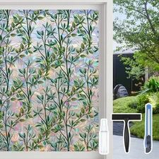 Leaf Stained Glass Window Film Static Cling with Tools - 35.4 x 78.7 Inch Non...