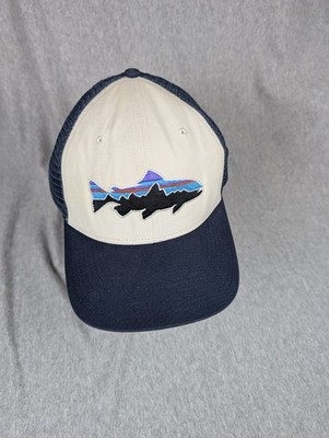 PATAGONIA FITZ ROY TROUT TRUCKER HAT CAP NAVY BLUE FISH MENS