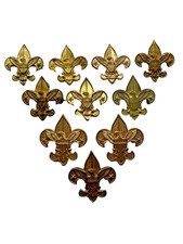 Vintage Boy Scouts of America Fleur De Lis Eagle Crest Gold Tone BSA Pin Lot x10