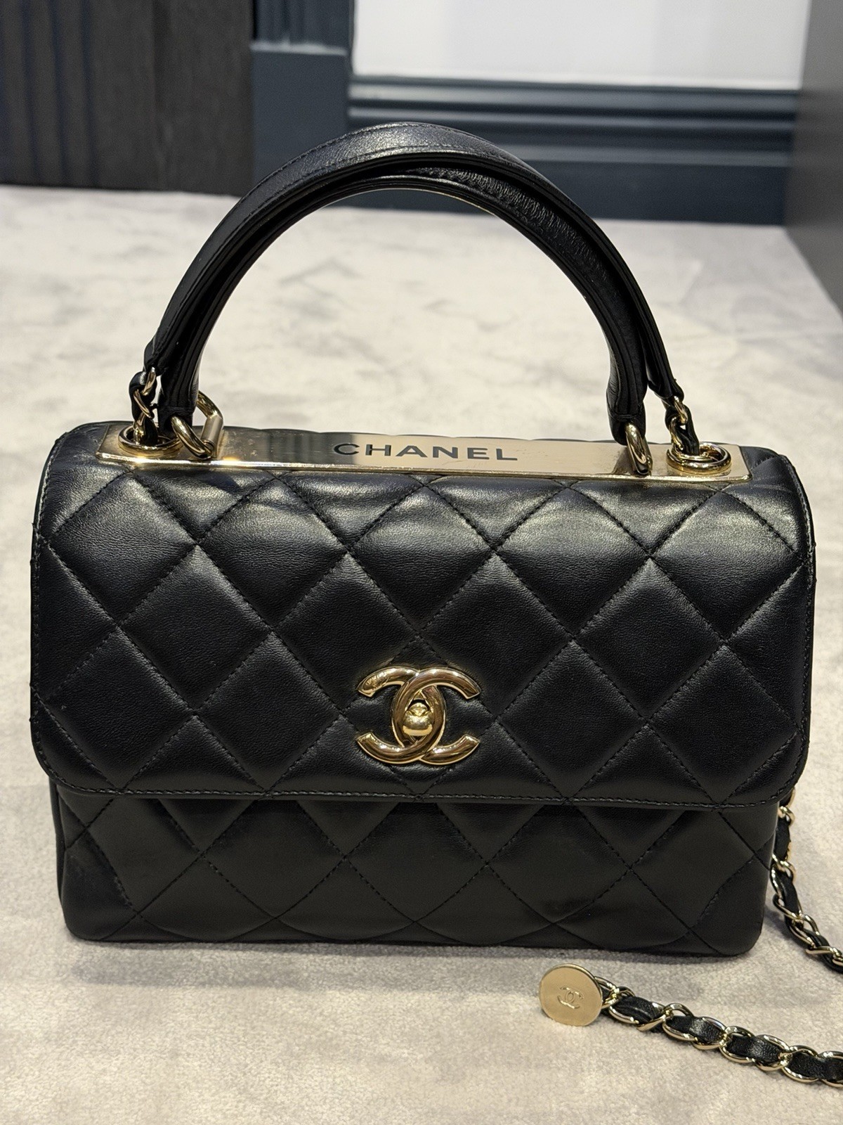 CHANEL Trendy CC Black Lambskin, Box, Dustbag And Proof Of Authenticity