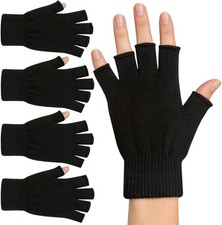 monochef 2 Pair Half Finger Gloves Winter Knit Touchscreen Warm Stretchy Mittens