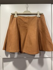 Polo Ralph Lauren Brown Lamb Leather Flare Skirt Panelled Silk Lined Size 6