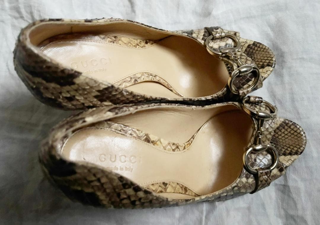 Rare GUCCI Python Pattern Open Toe Heels 35C US 5 - image 9