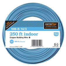 250 Ft. 14/3 Light Blue Solid Cerromax Slipwire Copper NM -B Wire