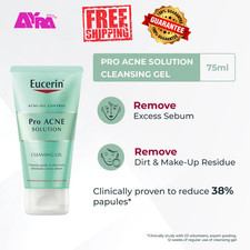 Eucerin PRO ACNE Solution Cleansing Gel 75ml Eliminates Excess Sebum FREE SHPPG