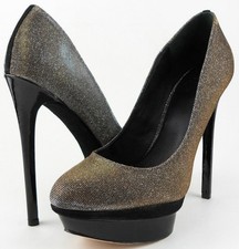  350 B BRIAN ATWOOD FONTANNE Black Metallic Designer EVENING Pumps 8.5 EUR 39