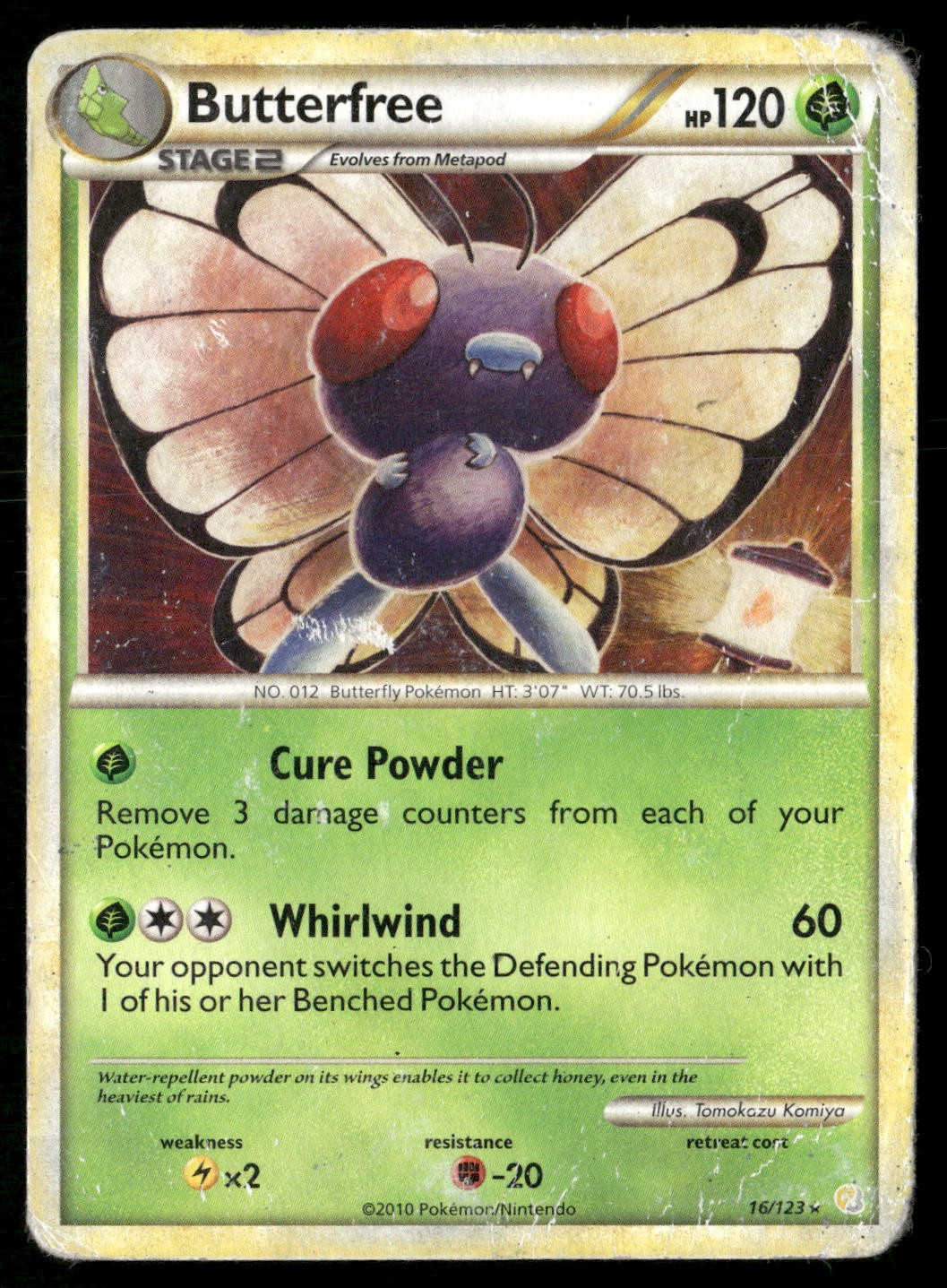 Butterfree 16/123 Rare HeartGold & SoulSilver Pokemon Damaged