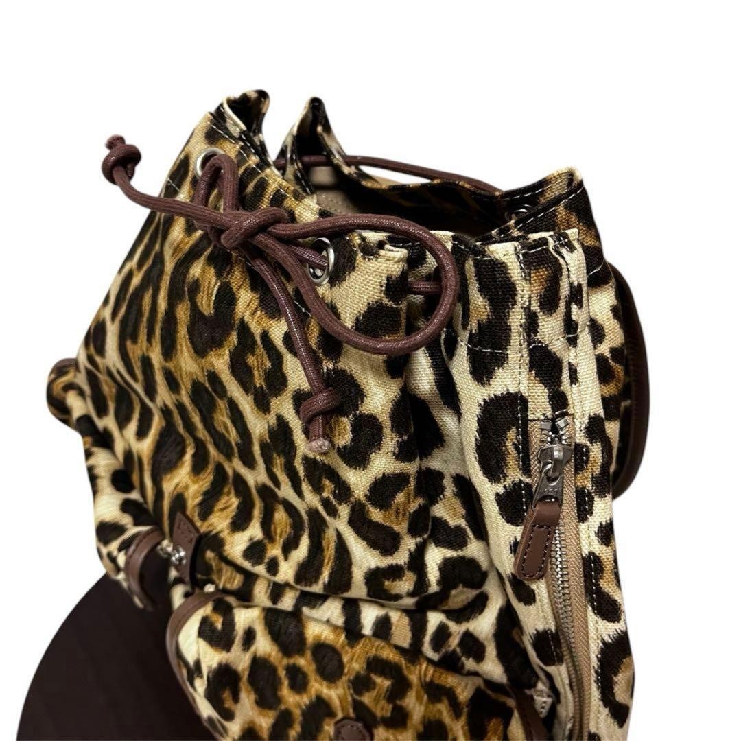 HEAD PORTER Leopard Print Drawstring Backpack Rare - image 6