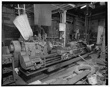 9. TOOL ROOM SHOWING R.K. LE BLOND CO. LATHE. VIEW NORTHEAST - Oldman Boiler