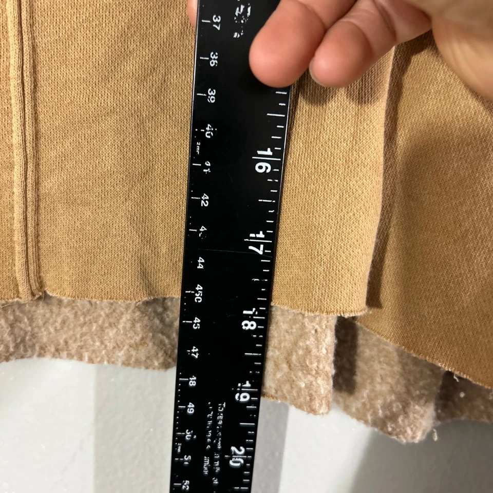 Arizona Jean Co Cropped Sweatshirt Tan Brown Distressed Raw Hem Crew Neck M - Image 4 of 4