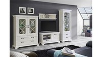 Wohnwand Weiß Landhaus Anbauwand Wohnzimmer Set Kashmir 1 In Pinie Inkl. Led