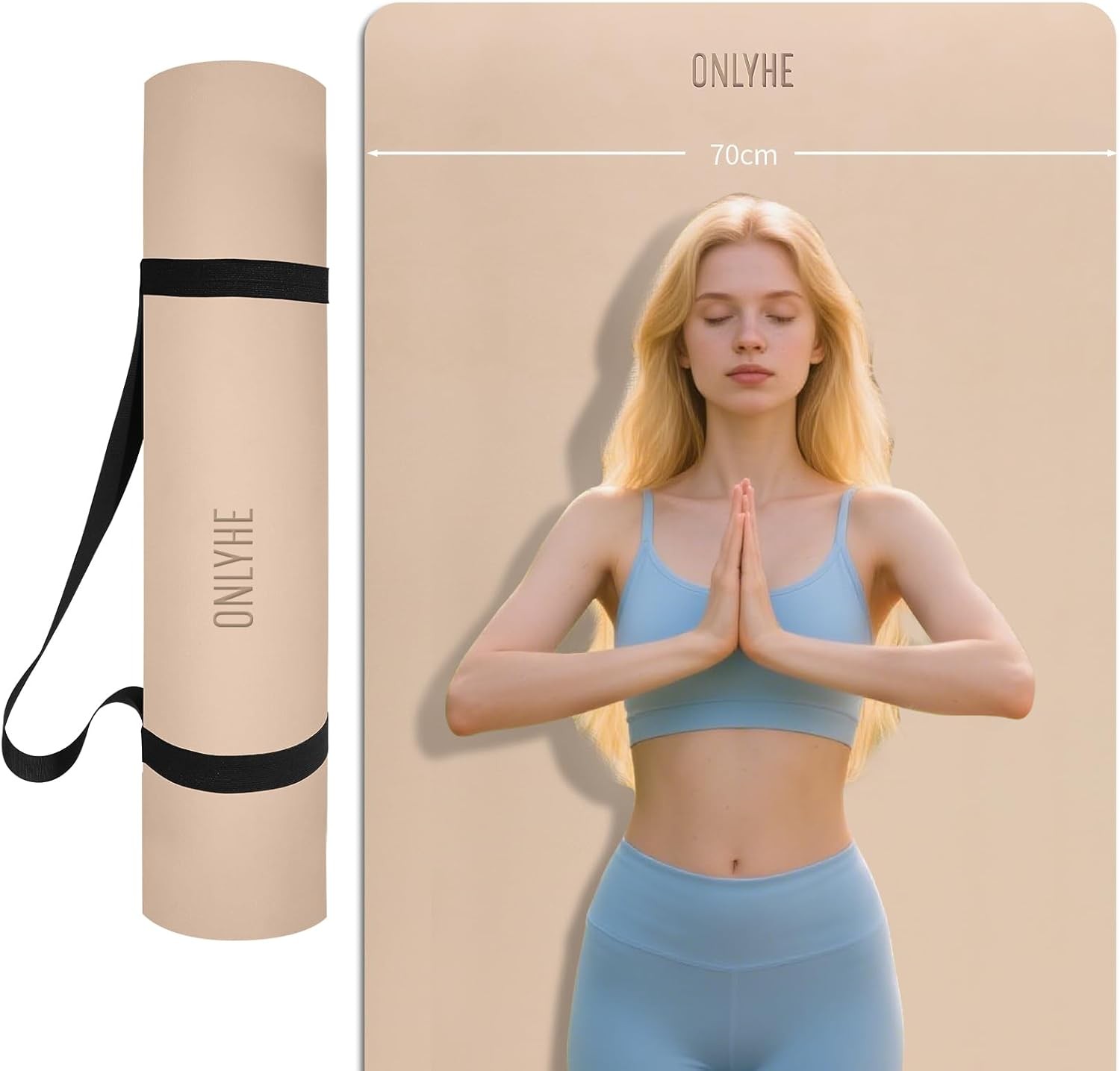 Extra Wide Yoga Mat 66Cm & 8Mm Thick Exercise Mat, Soft Lightweight Tpe Fitness