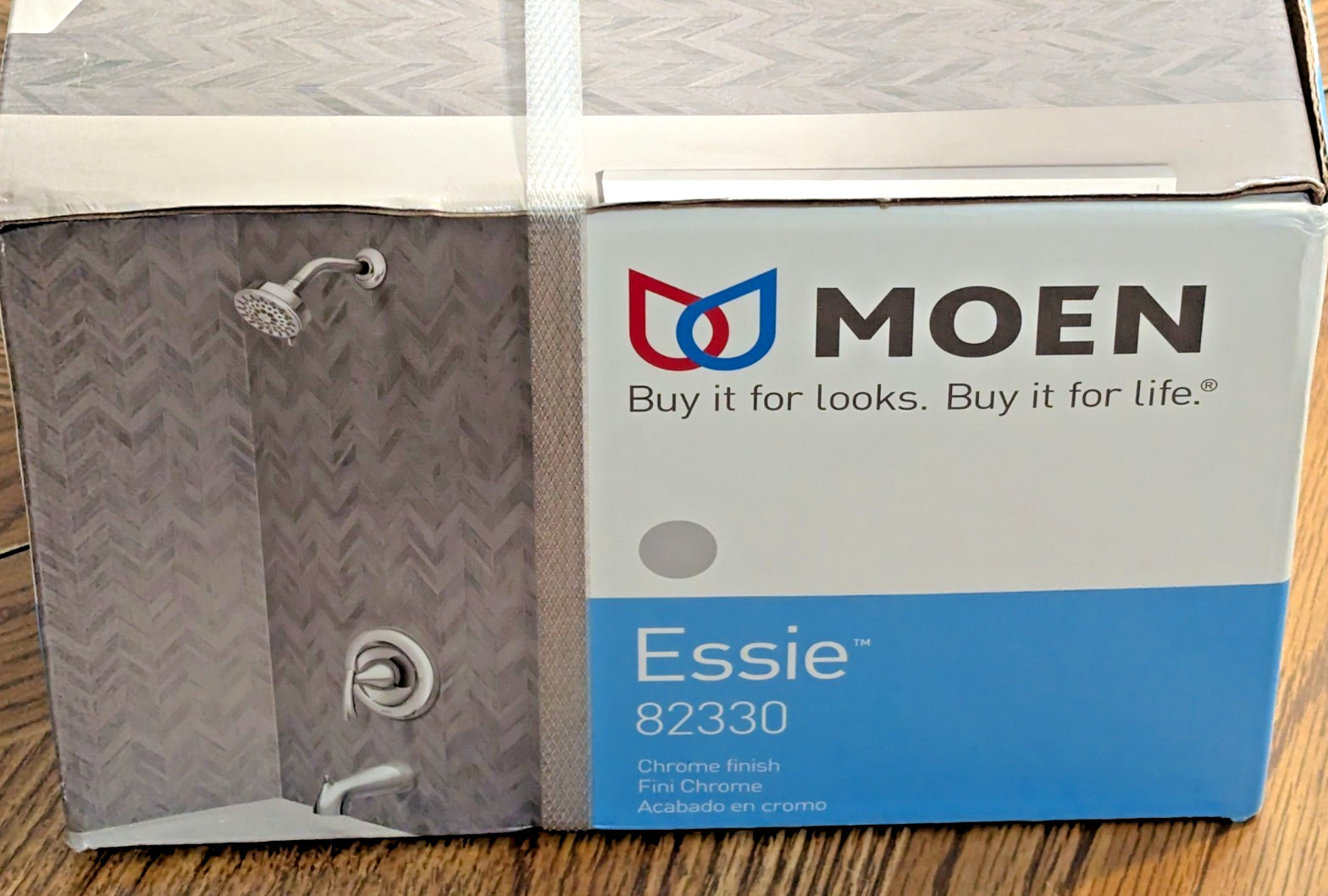 MOEN 82330 Chrome Essie Single-Handle 5-Spray Tub & Shower Trim & Valve.  $129