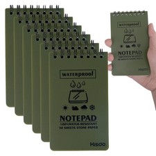 Heygueo 6 Pcs Waterproof Notebook,3 X 5 Inch All Weather green