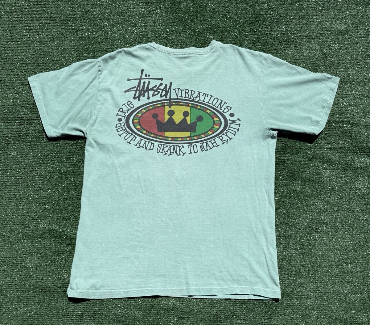 Stussy Moss Green Rasta Jamaican Essential Tee Men