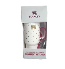 Stanley Holiday 2025 Christmas Ornament Keychain Frost Polka Dots Mini Tumbler