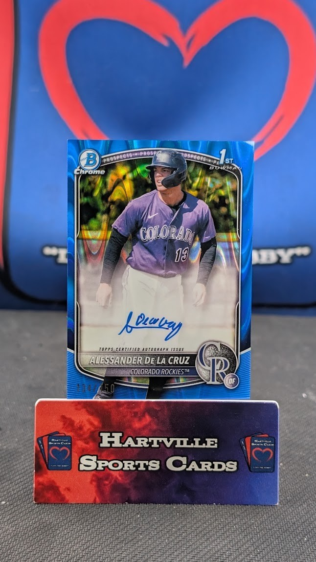 2025 Bowman Chrome Alessander De La Cruz #CPA-AD Blue Raywave Auto /150