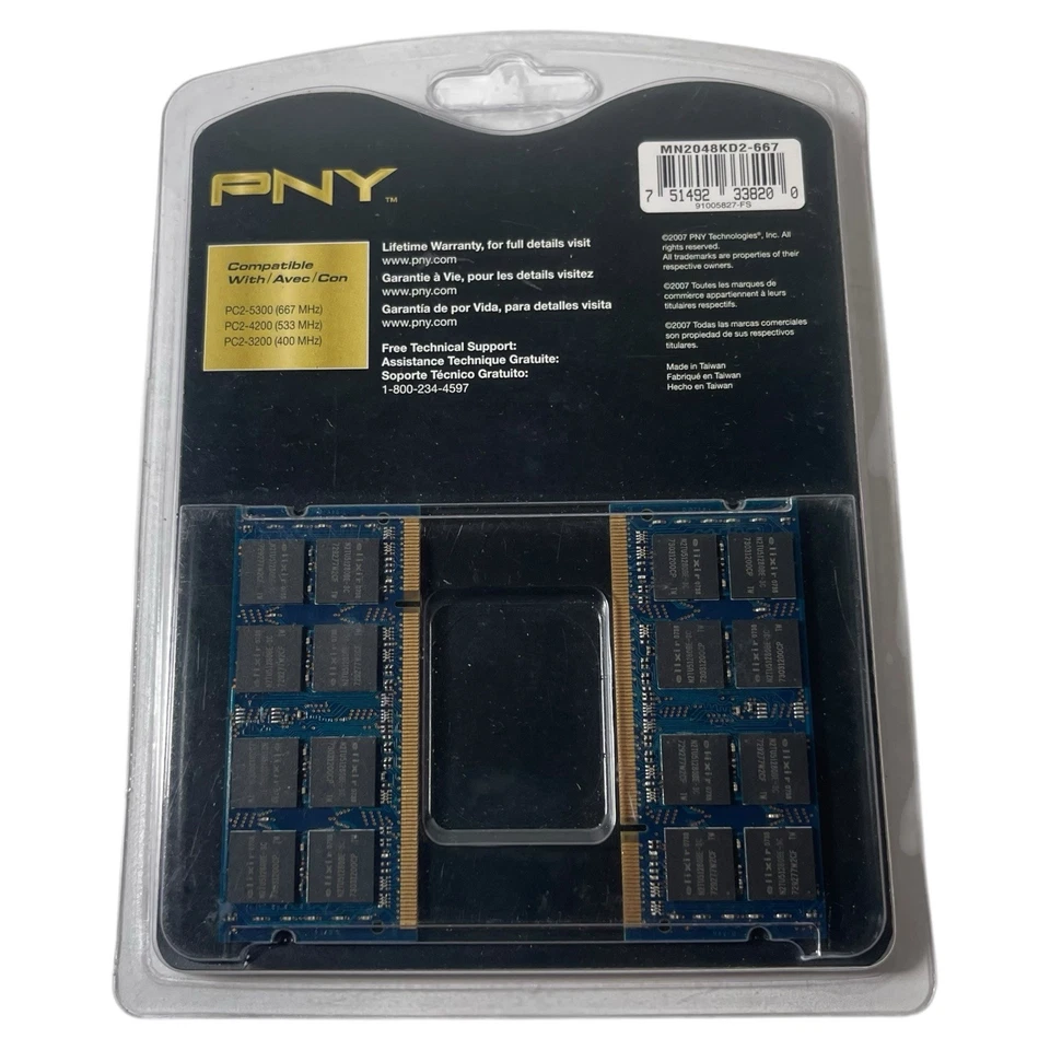PNY 2 GB Kit (1GB each) DDR2 PC2-5300 Optima Dual Channel Memory Kit New - Image 2 of 4