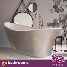 Freestanding Silver Slipper Bath With Overflow | Modern Deep Soak Bathtub 1750mm