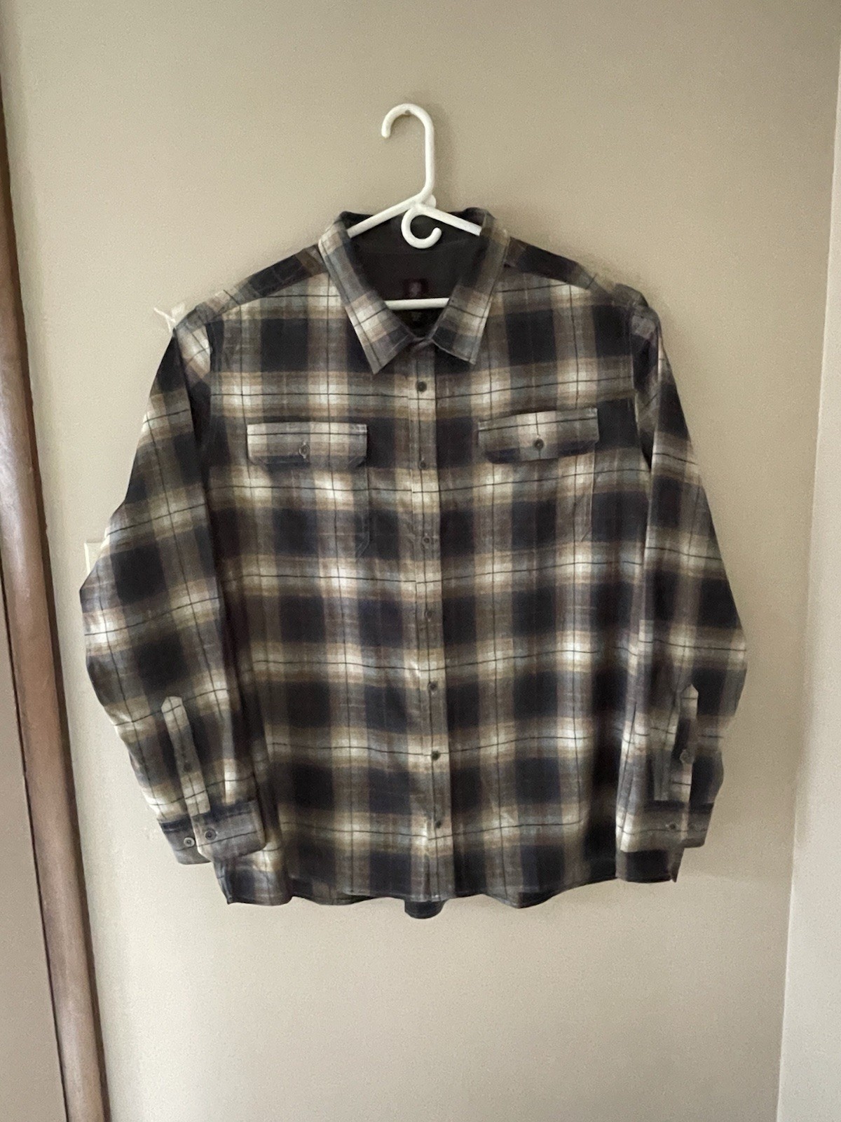 Swiss Tech Men 4x Plaid Lng Sleeve Button Up Shirt Polyester Spndex Flannel Type