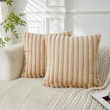 Striped Boho Throw Pillow Covers 18x18 Inch Set of 18" x 18" Pack of 2 Beige