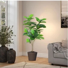  Artificial Fiddle Leaf Fig Tree 50Inch Fake Potted Ficus Lyrata Plant with 