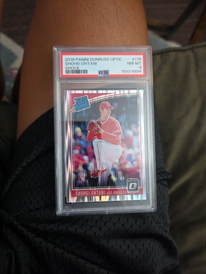 2018 Panini Donruss Optic Shohei Ohtani Shock Prizm rookie RC #176 PSA 8 MINT view 1