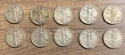 10x Walking Liberty 50c Half Dollar Silver Coin Set 1934-1946