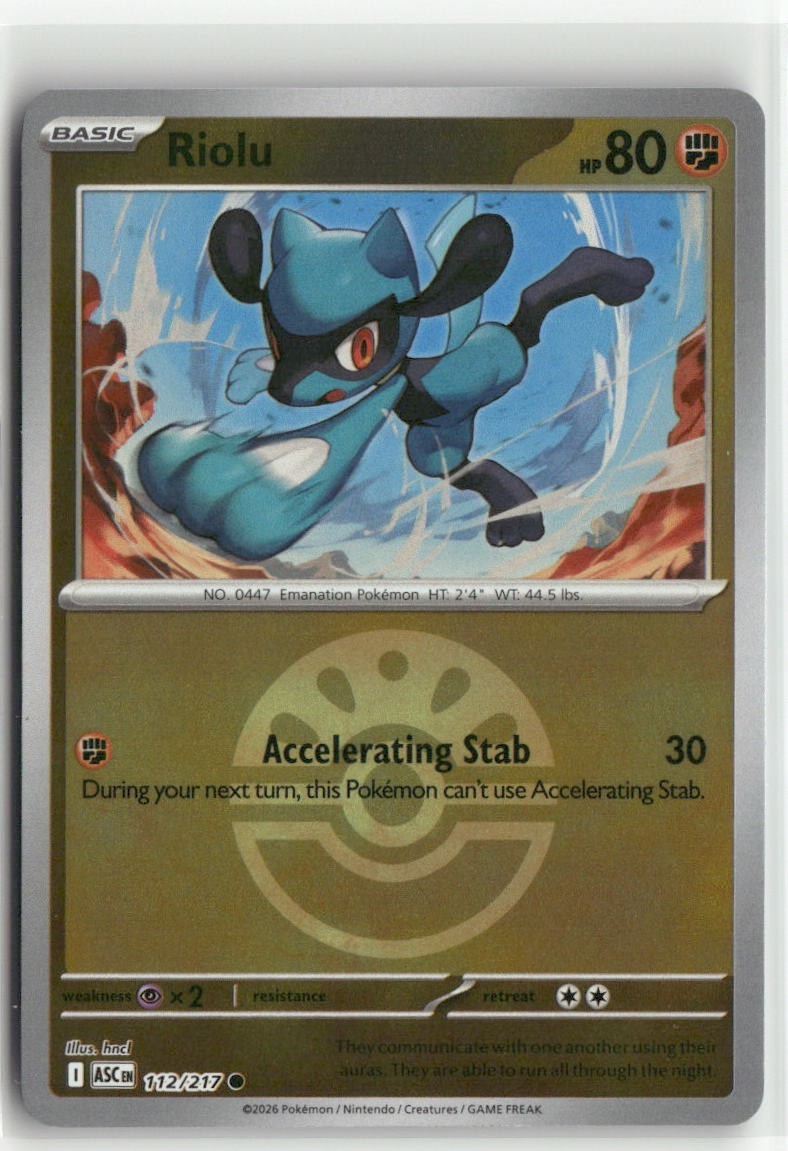 Riolu 112/217 Friend Ball Reverse Holo Ascended Heroes Pokemon TCG