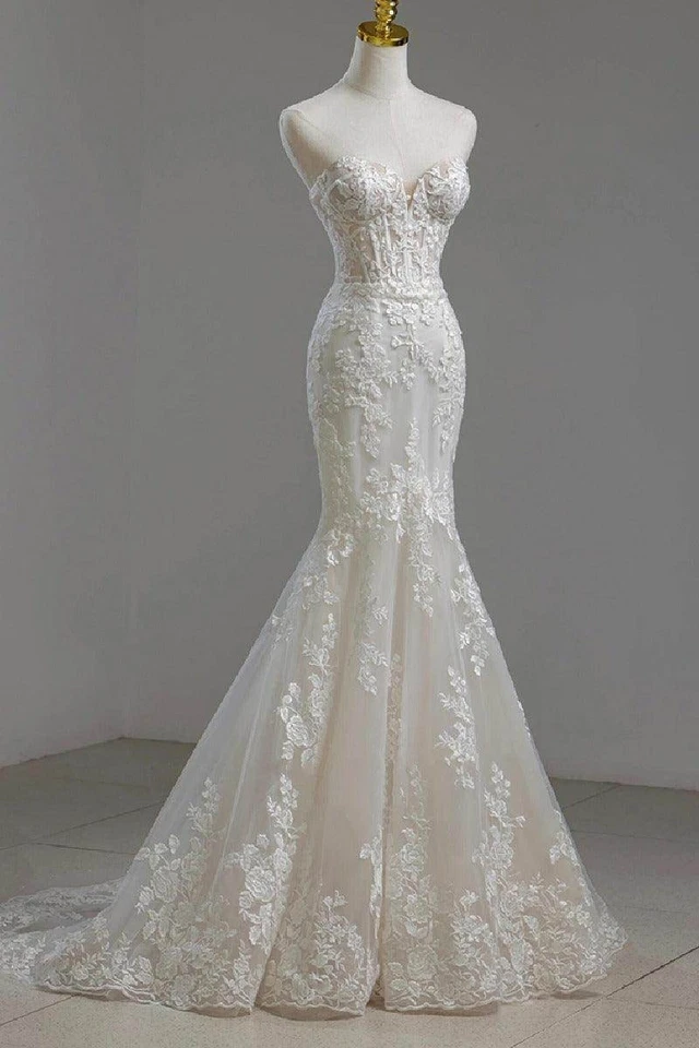 NUEVO Vestido de novia de encaje sirena marfil (US 10-12) - ENVÍO GRATUITO 🚚 Foto 2 de 4