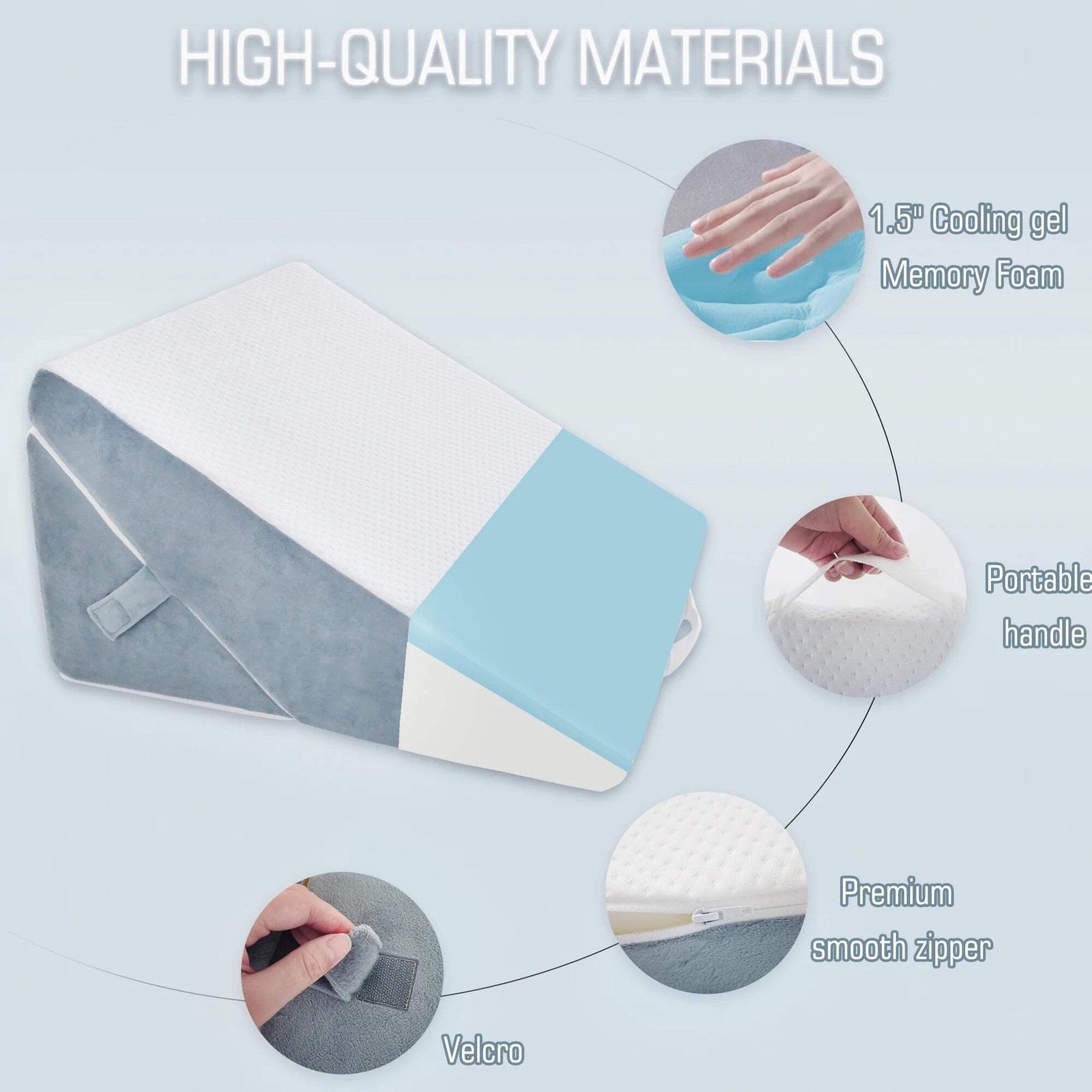 Wedge Pillow for Sleeping, 9 & 12 Inch Adjustable Bed Wedge Pillow for Back Pain