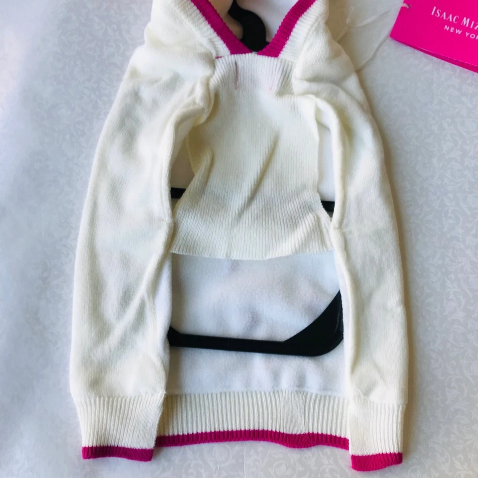 Собака Isaac Mizrahi толстовка с капюшоном с подкладкой одежды белый / розовый сердце размер: S - Изображение 4 из 4