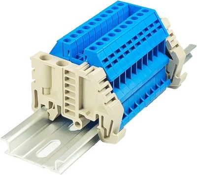 Dinkle DK2.5N BL 10 Gang DIN Rail Terminal Block Connector Color: Blue