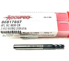 Accupro 86817897 3/16" 4FL Corner Rad .015R Carbide End Mill AlTiN NEW