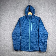 LL Bean Packaway Jacket Womens Medium M Blue Regular PrimaLoft Hooded Outdoors