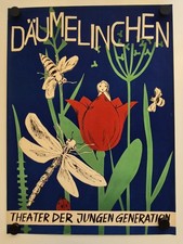 Plakat Däumelinchen Theater der Jungen Generation Dresden 1957 Original DDR