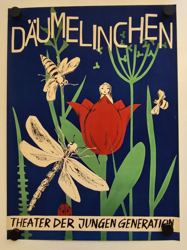 Plakat Däumelinchen Theater der Jungen Generation Dresden 1957 Original DDR - Bild 1 von 4