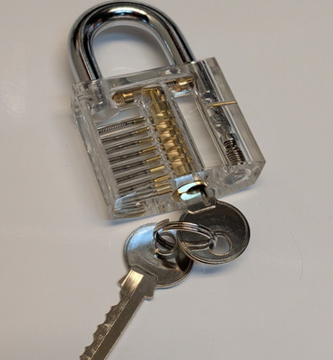 Transparent Practice Padlock with Keys for Locksmith Training