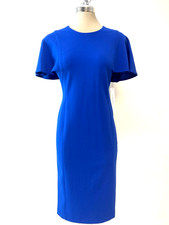 New Calvin Klein Elegant Regatta Blue Flutter Sleeve Sheath Dress size 6 NWT
