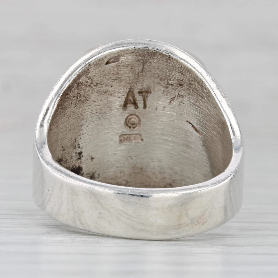 Anillo Mosaico Cuarcita Madreperla Plata de Ley Talla 12 Angie Tom Navajo Foto 4 de 4