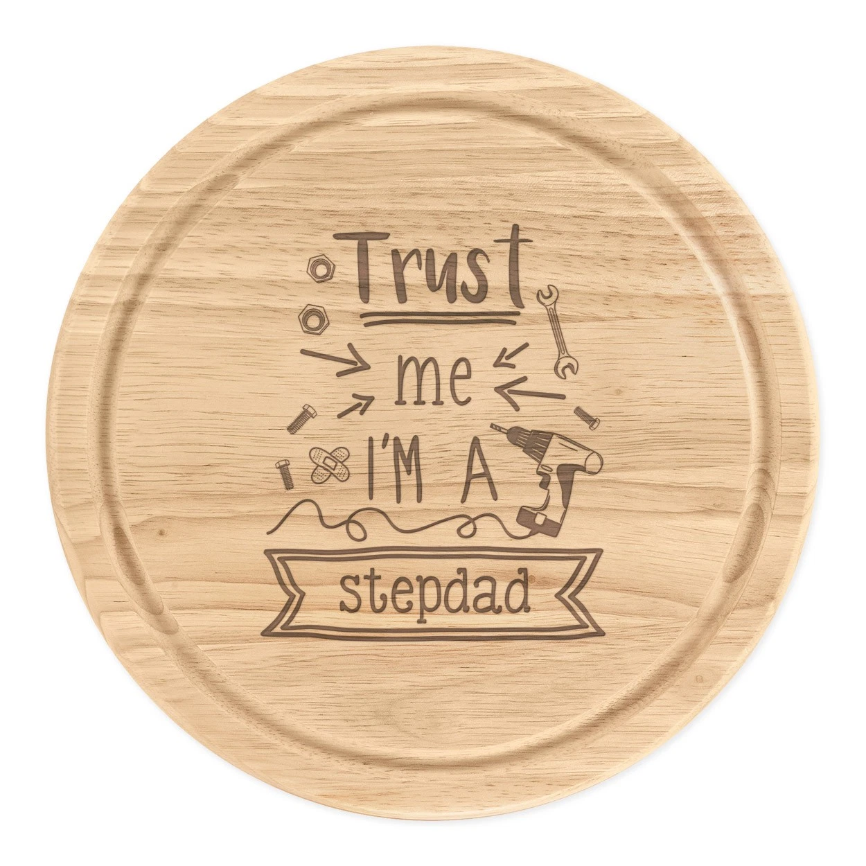 Trust Me I'm A Stepdad Round Chopping Cheese Board Funny Best Fathers Day