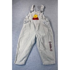 Vintage Disney Winnie the Pooh Gray Corduroy Overalls Leopard Print Kids 3T