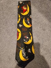 Vtg Looney Tunes Mania 1996 Tie Halloween Twick or Tweet Pumpkin  Taz Tweety