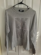 DKNY Bling Gray Crewneck Sweater, Size L